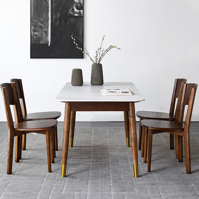 Minimalist Rectangular Dining Table Set Extendable Dining Table Set with Trestle Base
