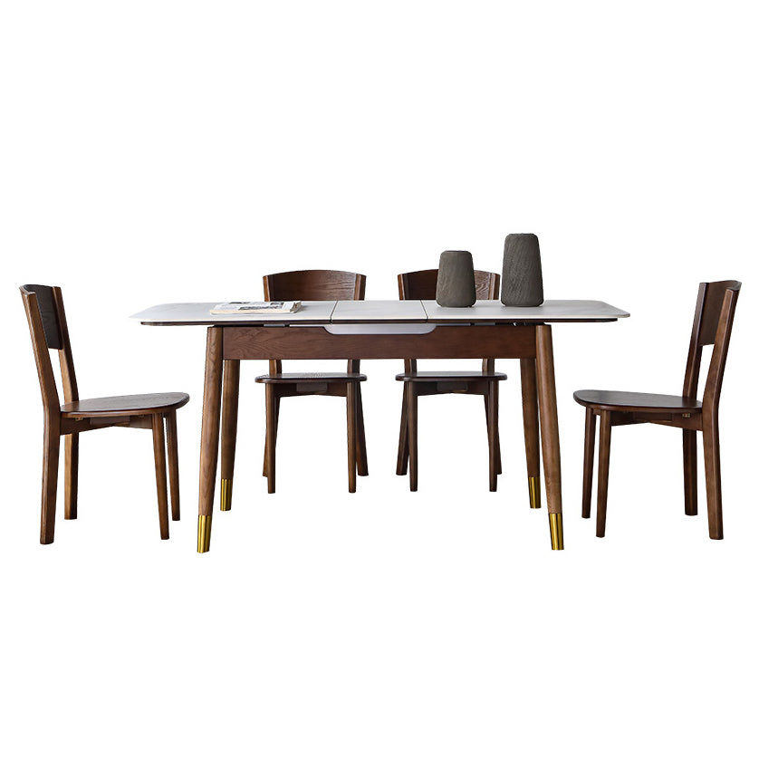 Minimalist Rectangular Dining Table Set Extendable Dining Table Set with Trestle Base