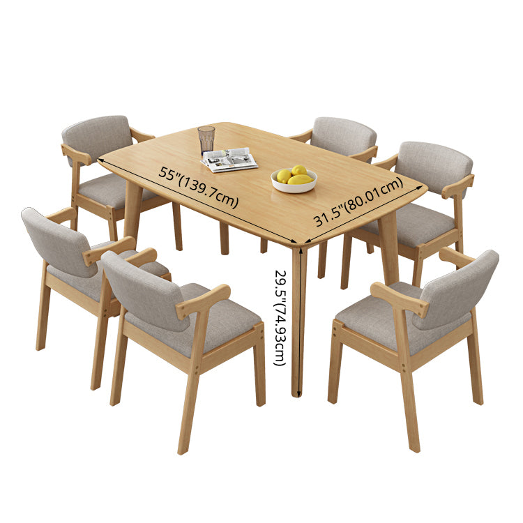Set da pranzo in legno solido a forma di rettangolo contemporaneo set da pranzo standard kaki per cucina