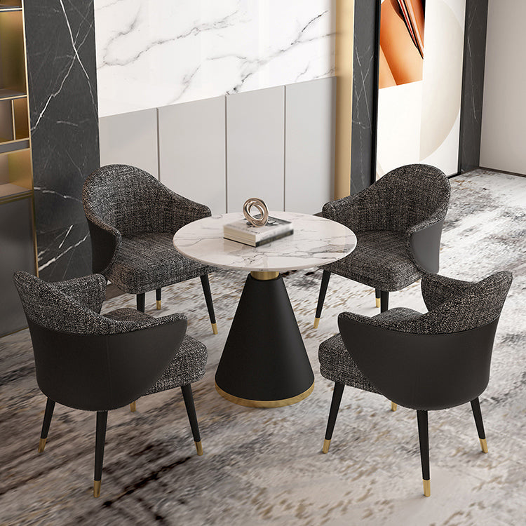 Scandinavian Sintered Stone Dining Set with Pedestal Base Dining Furniture for Home Use