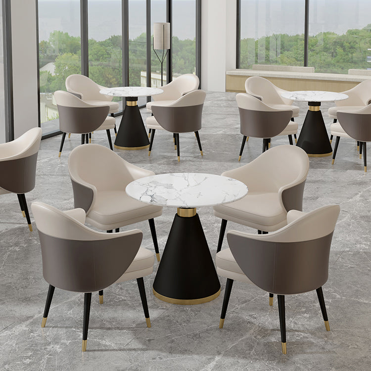 Scandinavian Sintered Stone Dining Set with Pedestal Base Dining Furniture for Home Use
