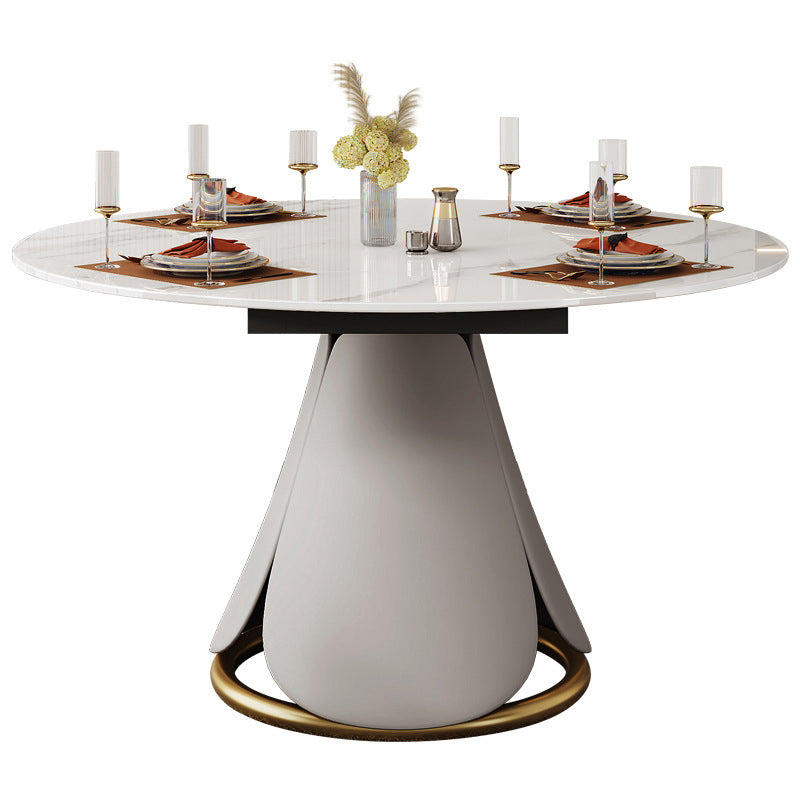 Modern Style Sintered Stone Round Dining Room Set Space-Saving Design Dining Table Furniture
