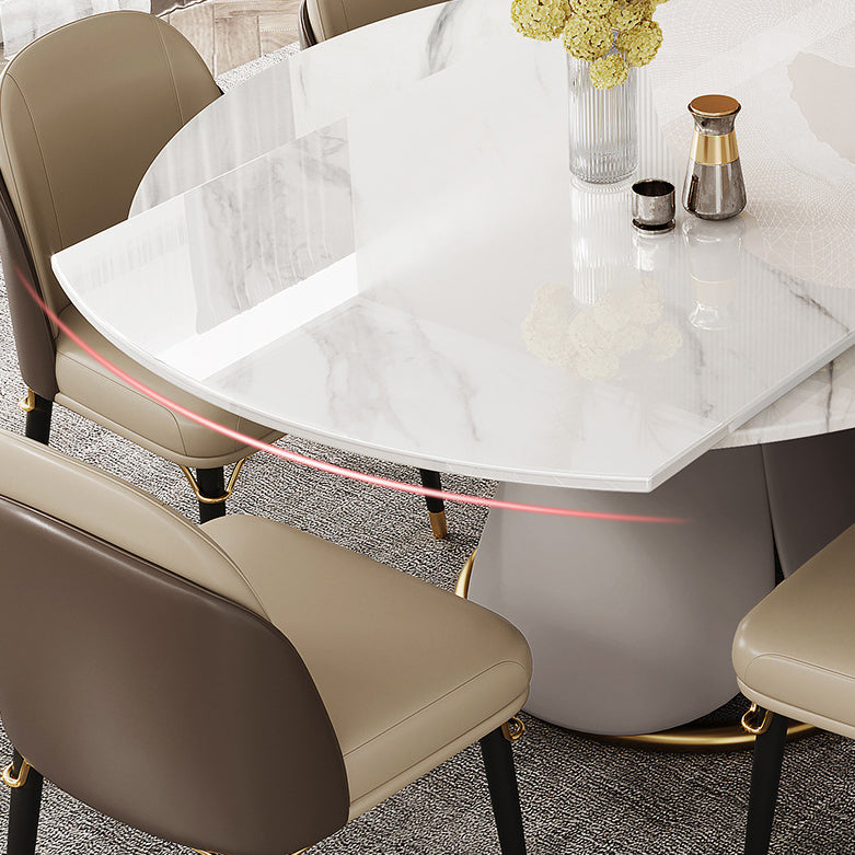 Modern Style Sintered Stone Round Dining Room Set Space-Saving Design Dining Table Furniture