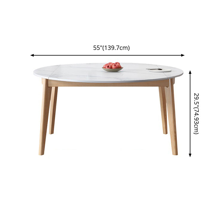 Traditional Sintered Stone Top Dining Set with 4 Brown Solid Wood Legs for Dining Furniture