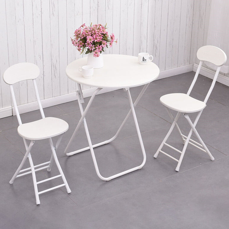 Folding Dining Table Set with Round Top and White Base Table Set for Home Use