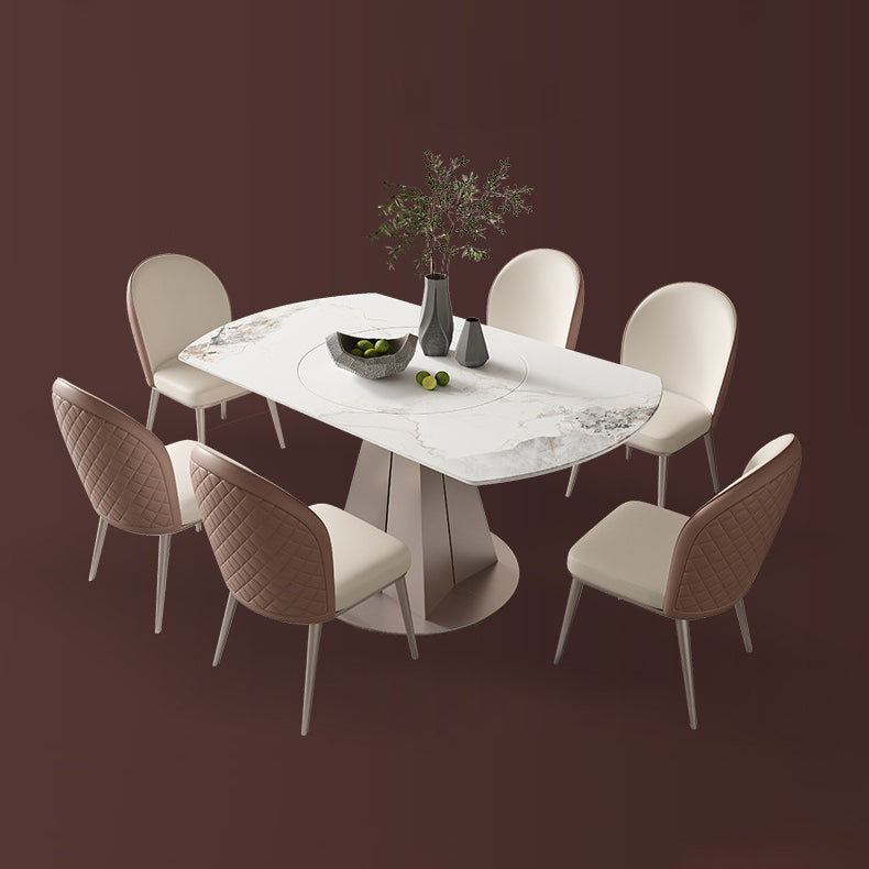 Modern Sintered Stone White Dining Room Set Space-Saving Design Dining Table Furniture