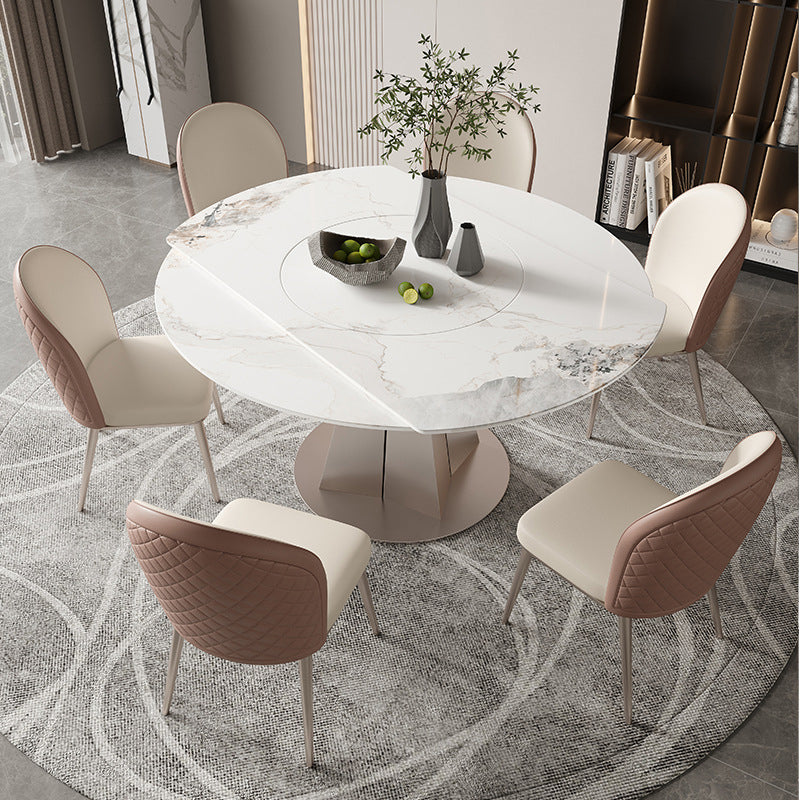 Modern Sintered Stone White Dining Room Set Space-Saving Design Dining Table Furniture
