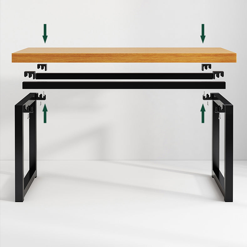 Contemporary Style Rectangular MDF Dining Set Dining Table with Metal Trestle Base