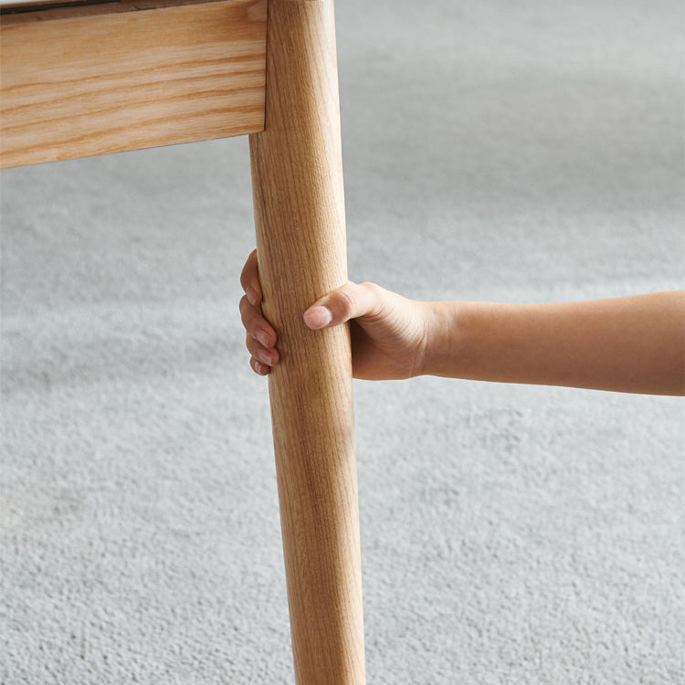 Juego de comedor de piedra sinterizado estándar con patas de madera maciza marrón claro para muebles de comedor
