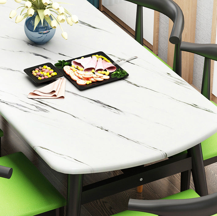 Standard Wood Top Dining Room Set with 4 Black Wood Legs Base for Dining Furniture