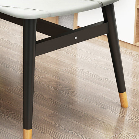 Standard Wood Top Dining Room Set with 4 Black Wood Legs Base for Dining Furniture