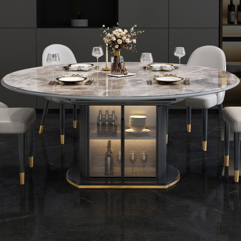 Muebles de comedor de comedor de diseño de piedra sinterizada de estilo glam.