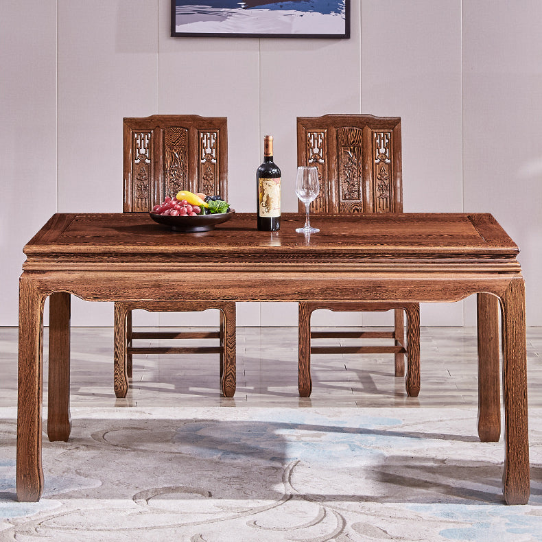 Traditional Style Solid Wood Dining Set with Fixed Rectangle Shape Table and 4 Legs Base