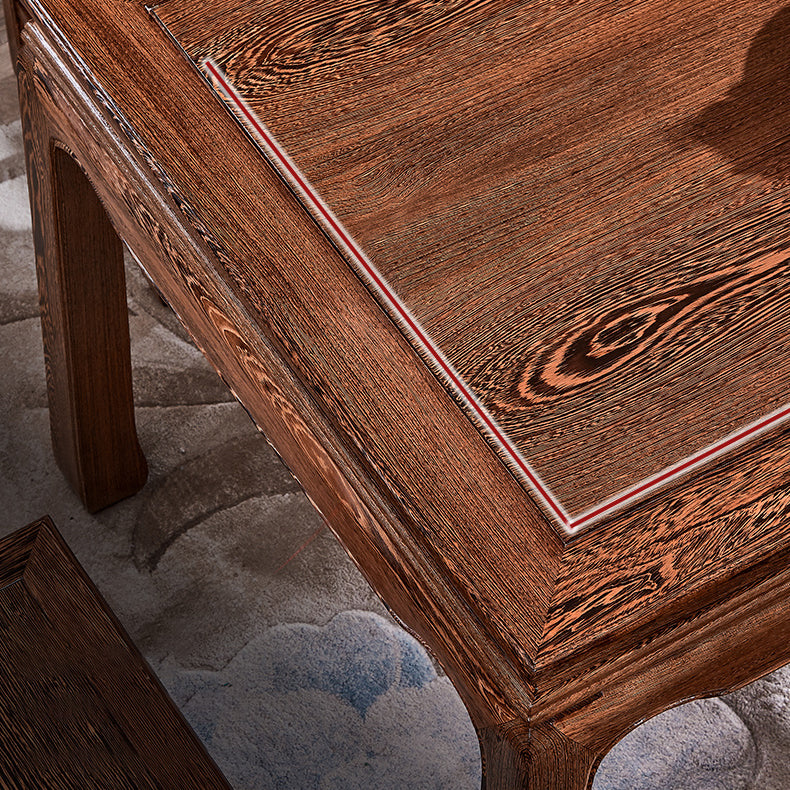 Traditional Style Solid Wood Dining Set with Fixed Rectangle Shape Table and 4 Legs Base