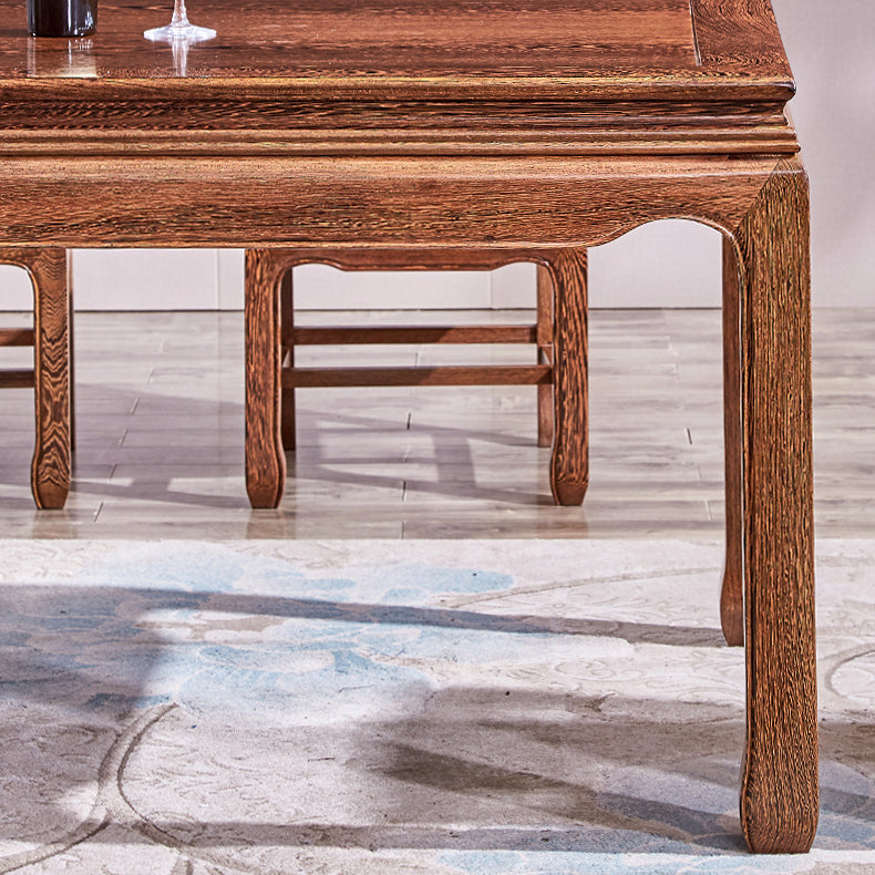 Traditional Style Solid Wood Dining Set with Fixed Rectangle Shape Table and 4 Legs Base