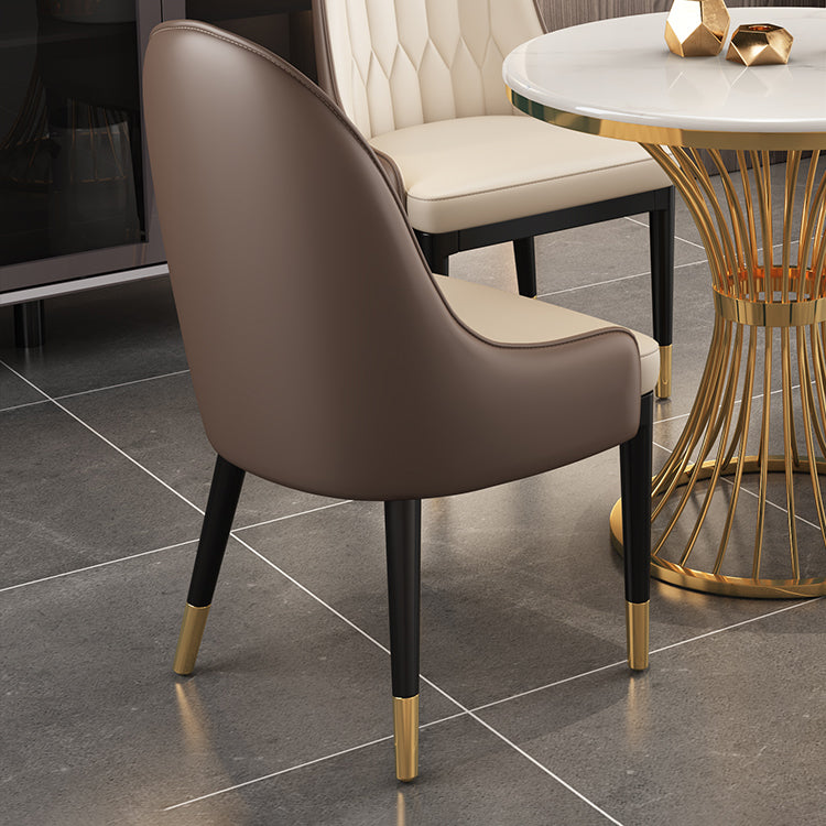 Scandinavian Sintered Stone Dining Sets with Round Table and Metal Base Dining Furniture Set