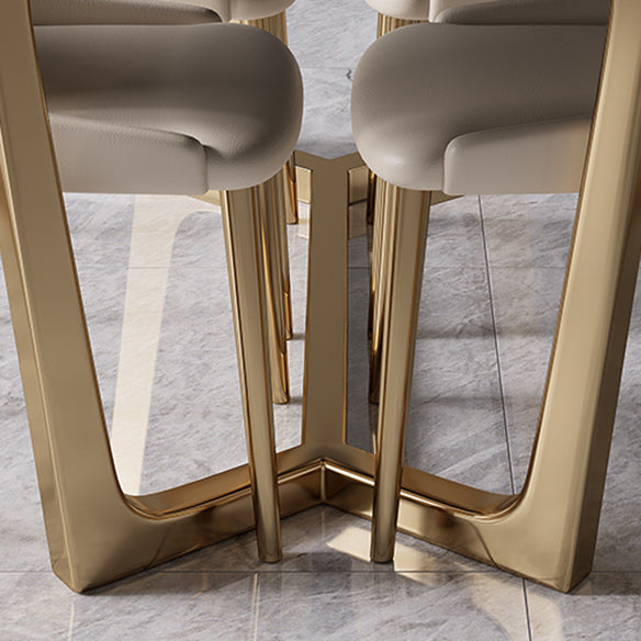 Modern Rectangle Shape Kitchen Dining Set Extendable Sintered Stone Top Dining Set with Trestle Base