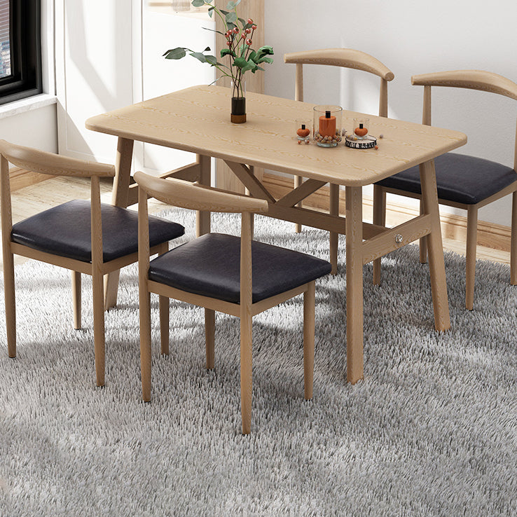 Modern Wood Top Rectangle Shape Dining Furniture 4 Wood Legs Table for Dining Room Furniture