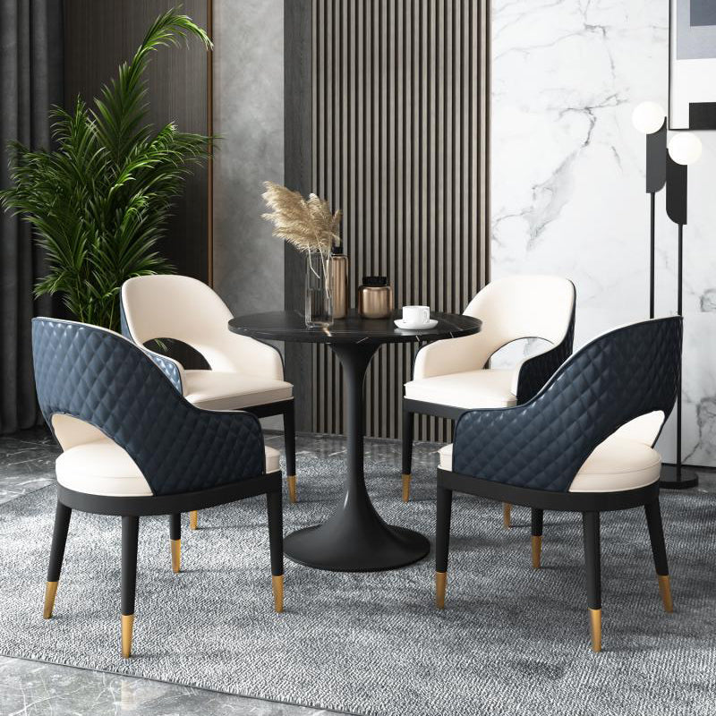 Glam Style Sintered Stone Black Dining Room Set with Round Table Formal Dining Table Furniture