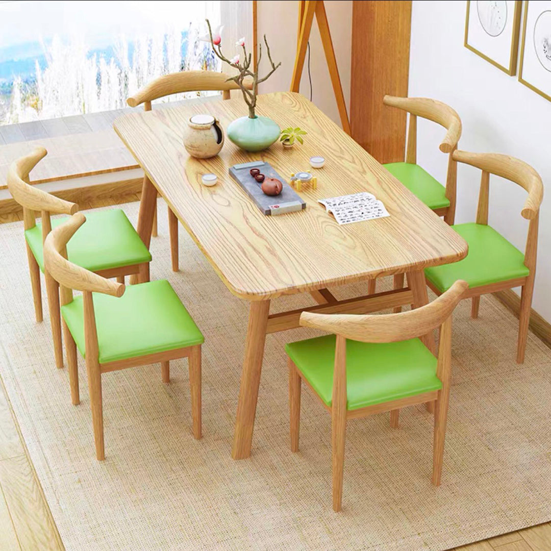 Standard Wood Top Dining Set with 4 Light Brown Wood Legs Base for Dining Furniture
