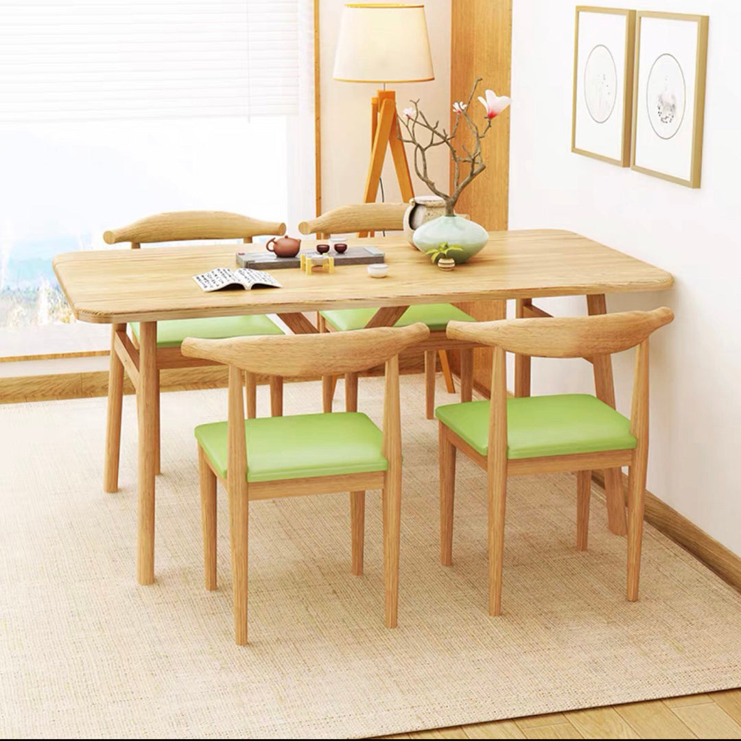 Standard Wood Top Dining Set with 4 Light Brown Wood Legs Base for Dining Furniture
