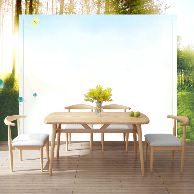 Standard Wood Top Dining Set with 4 Light Brown Wood Legs Base for Dining Furniture