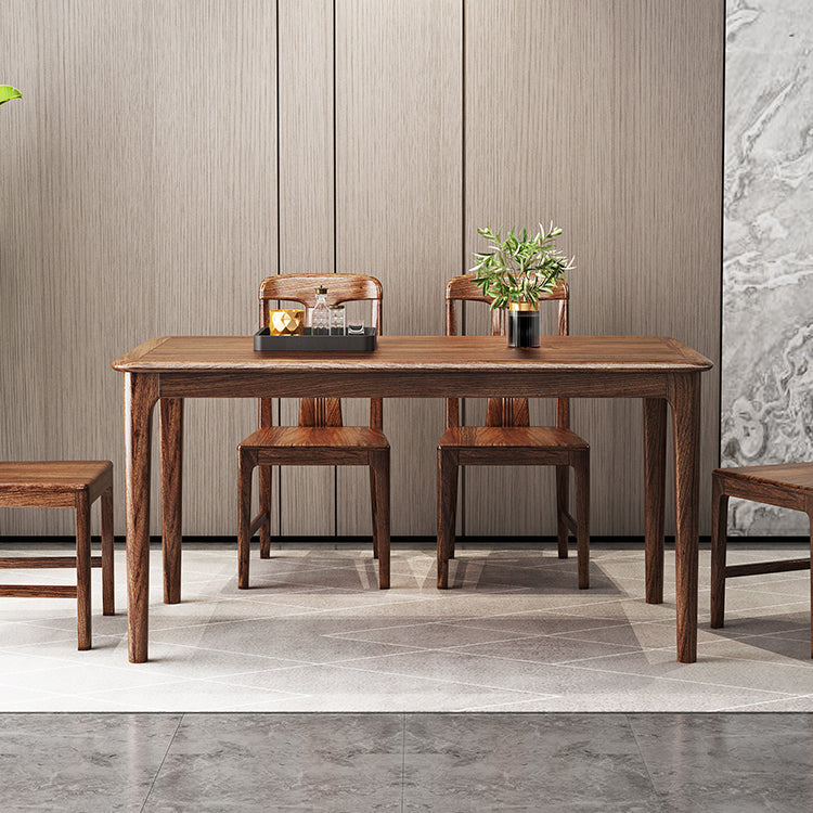 Juego de comedor de madera maciza de estilo tradicional con mesa de nogal y 4 patas base para uso en el hogar