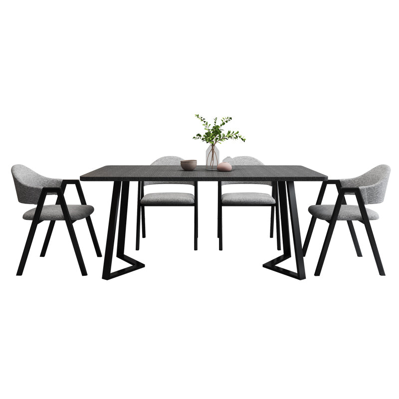 Modern Style Traditional Height Dining Set with Rectangle Shape Table and Double Pedestal Base