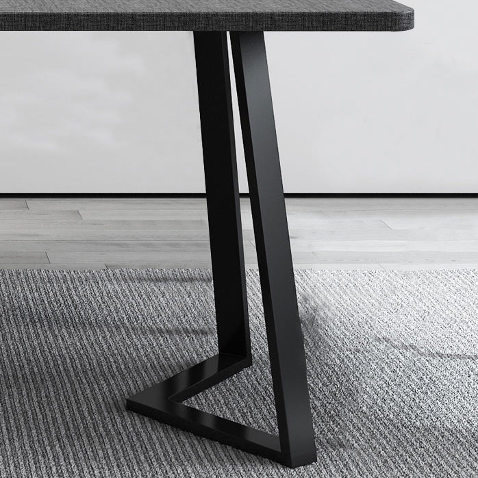 Ensemble de restauration à hauteur traditionnelle de style moderne avec table de forme rectangulaire et base de piédestal double