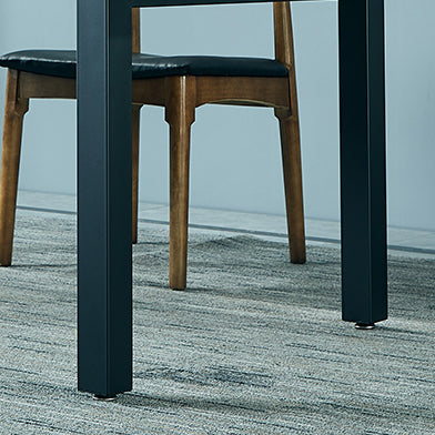 Traditional Style Solid Wood Dining Set with Walnut Table and 4 Black Legs Base