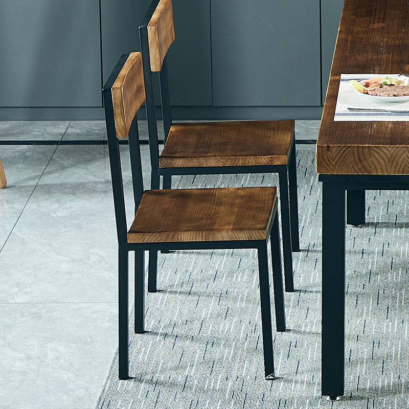 Traditional Style Solid Wood Dining Set with Walnut Table and 4 Black Legs Base