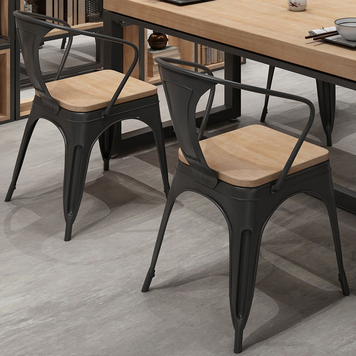 Industrial Style Solid Wood Dining Set with Traditional Height Table and Trestle Base