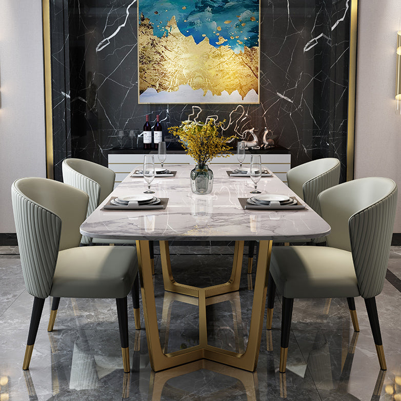 Modern Rectangle Shape Standard Dining Set Sintered Stone White Dining Set for Kitchen