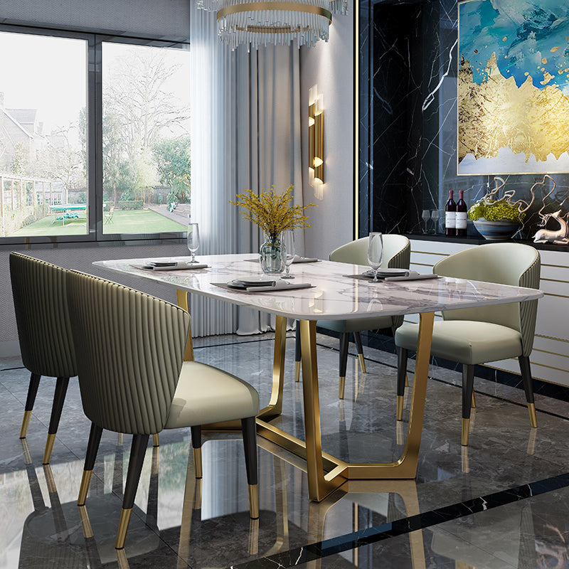 Modern Rectangle Shape Standard Dining Set Sintered Stone White Dining Set for Kitchen