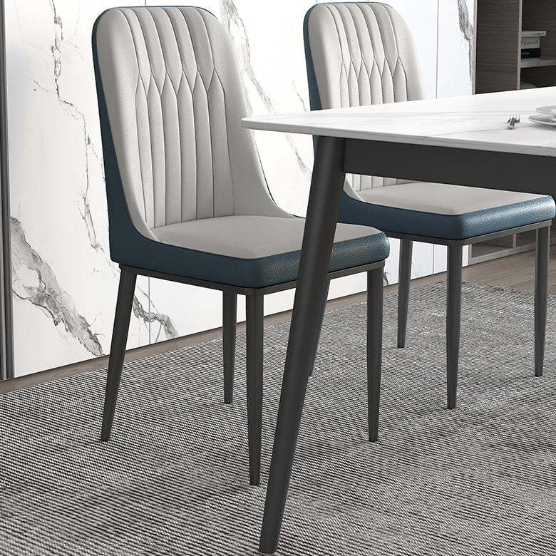 Minimalist White Standard Dining Set Sintered Stone Rectangle Dining Set with 4 Legs Base