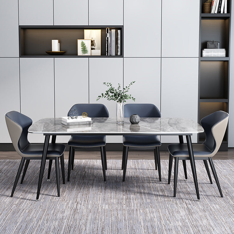 Modern Gray Standard Dining Set Rectangle Shape Sintered Stone Dining Set with 4 Legs Table