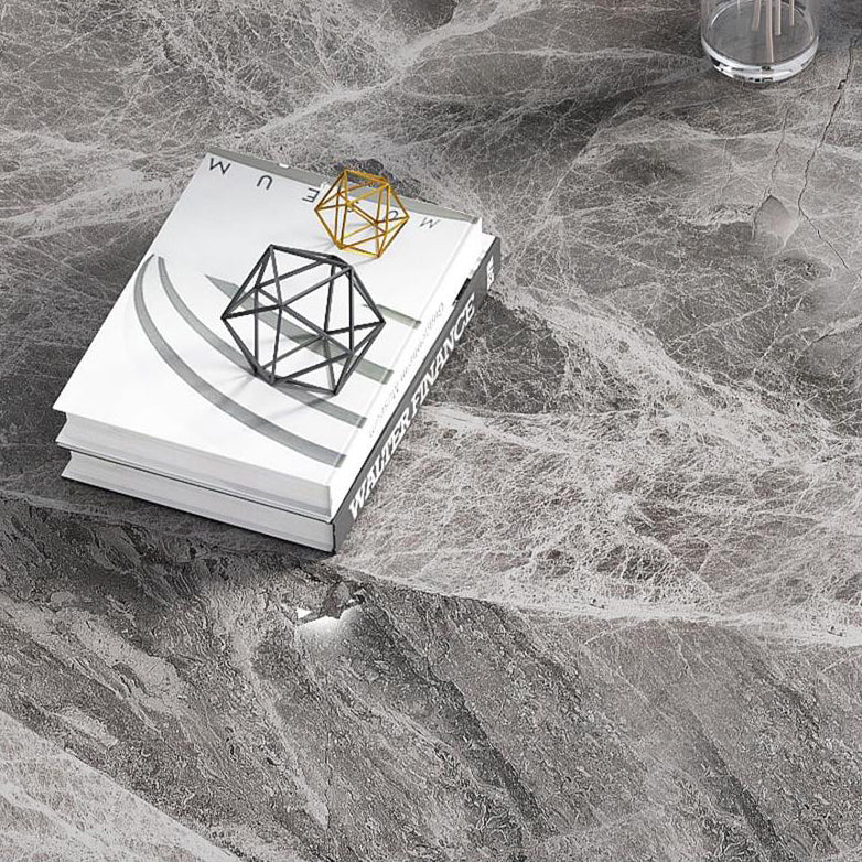 Juego de comedor estándar gris moderno forma rectángulo de piedra sinterizada juego de comidas con mesa de 4 patas