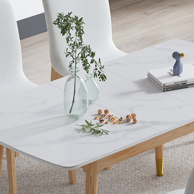 Modern Sintered Stone Top Standard Dining Set Rectangle White Dining Set for Kitchen