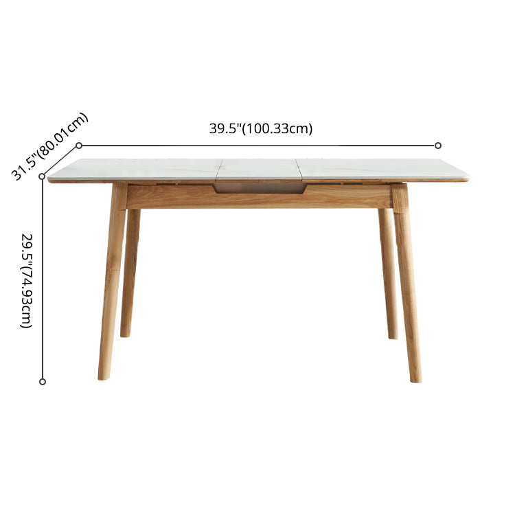 Minimalist Rectangle Shape White Dining Set Sintered Stone Standard Dining Set for Kitchen