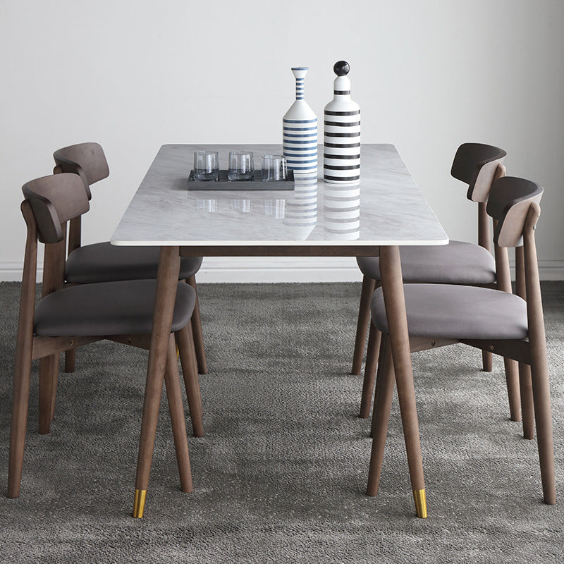 Minimalist Traditional Height Sintered Stone Dining Table Rectangle Dining Set For Home