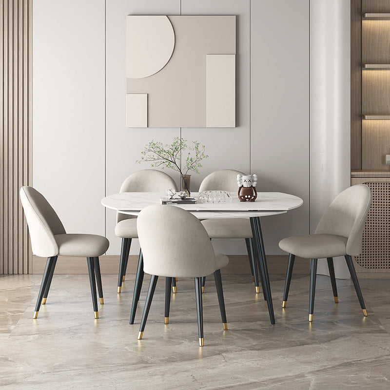 Standard Sintered Stone Top Dining Room Set with 4 Black Metallic Legs for Dining Furniture