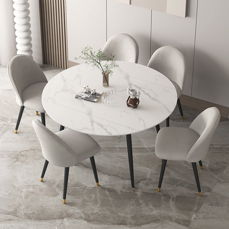 Standard Sintered Stone Top Dining Room Set with 4 Black Metallic Legs for Dining Furniture
