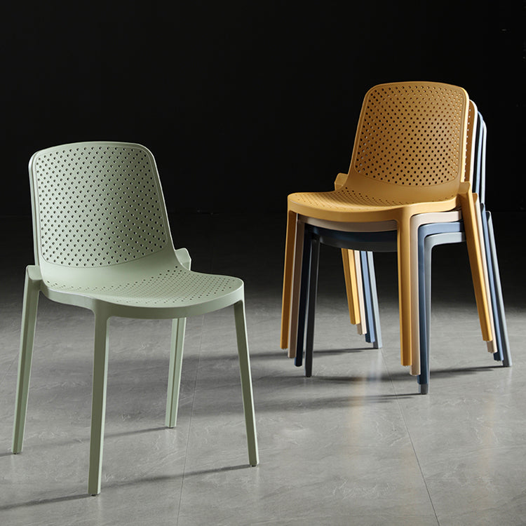 Home Contemporary Side Chair Solid Back Plastic Stackable Dining Room Chair