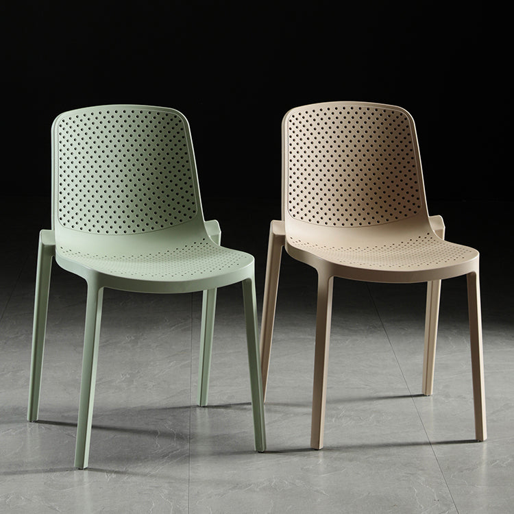Home Contemporary Side Chair Solid Back Plastic Stackable Dining Room Chair
