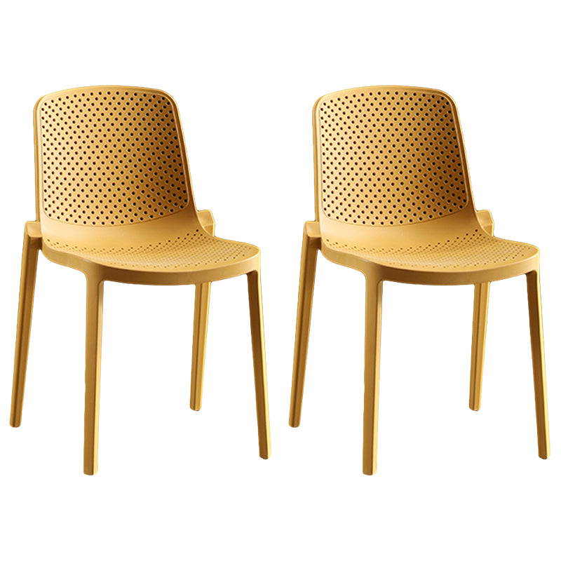 Home Contemporary Side Chair Solid Back Plastic Stackable Dining Room Chair