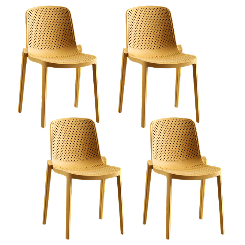 Home Contemporary Side Chair Solid Back Plastic Stackable Dining Room Chair