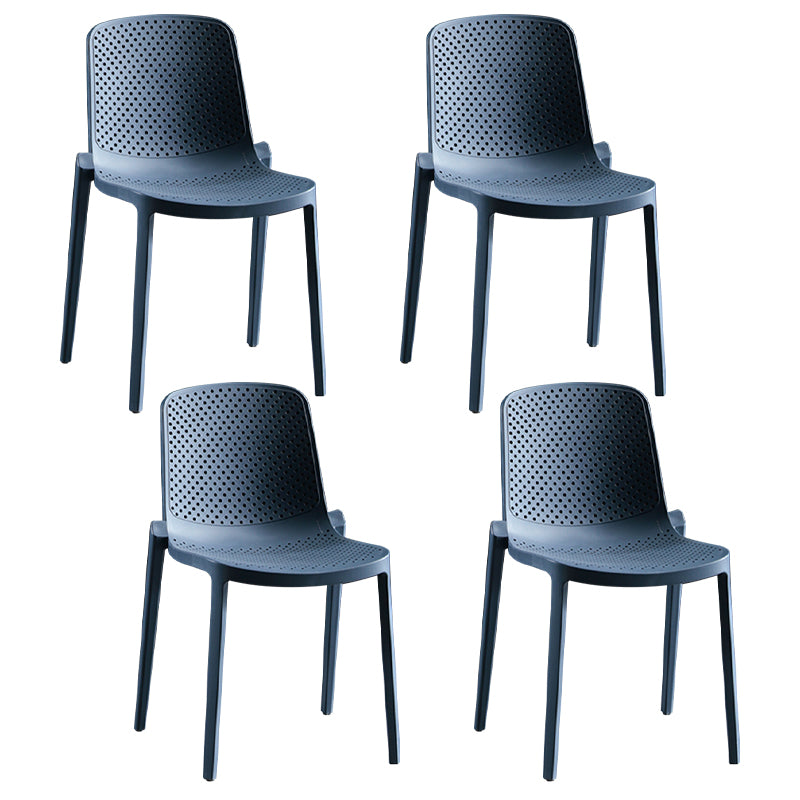 Home Contemporary Side Chair Solid Back Plastic Stackable Dining Room Chair