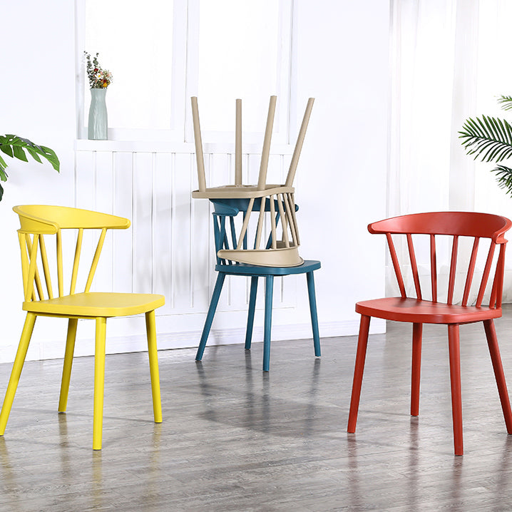 Contemporary Style Windsor Back Side Chair Plastic Dining Chair for Home