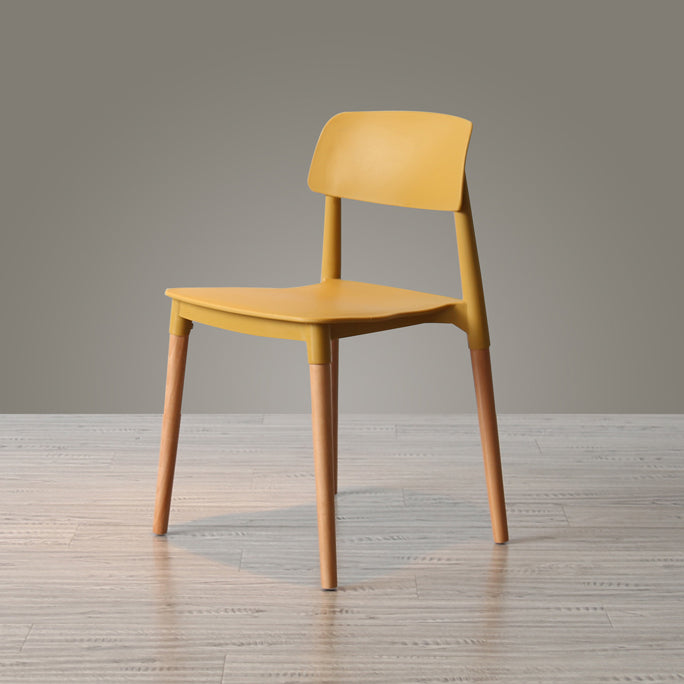 Chaise de salle à manger de style nordique, chaise latérale à dossier ouvert avec pieds en bois massif