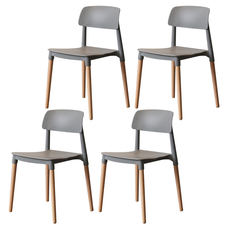 Chaise de salle à manger de style nordique, chaise latérale à dossier ouvert avec pieds en bois massif